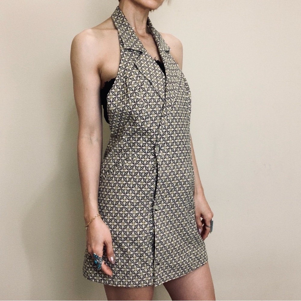 Geometric Pattern Halter Dress - Picture 9 of 13